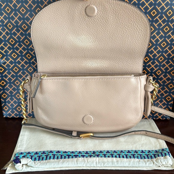 TORY BURCH "HARPER" PINK SHELL LEATHER CROSSBODY BAG 🌟EUC🌟 - Picture 12 of 17